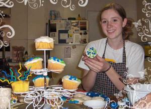 Frosting the cupcakes